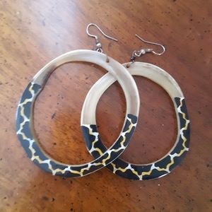 Anthro Handpainted Boho Hoops Earrings
